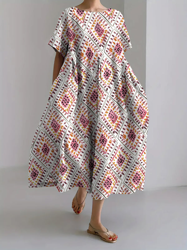 Women's Fashion Abstract Art Square Print Dress