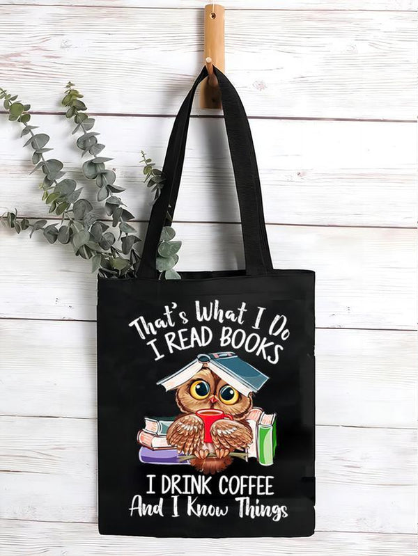 Women's Owl Coffe Book Funny Shopping Tote