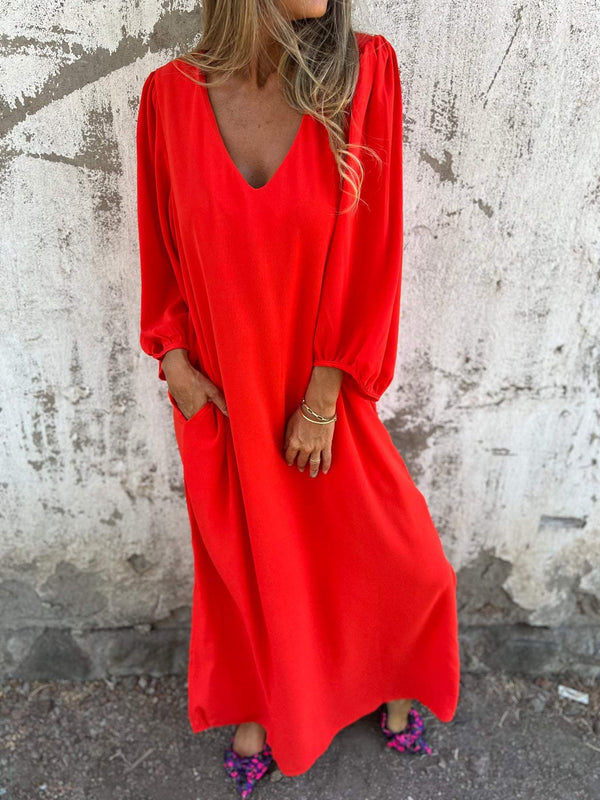 V-neck Long Dress